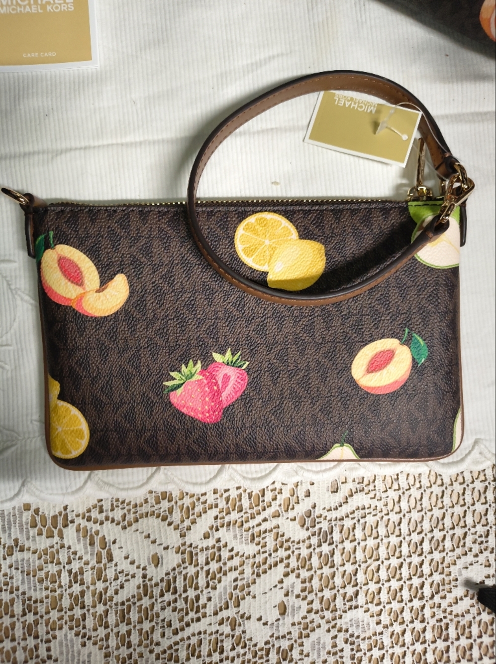 MICHAEL Michael Kors Signature Monogram Brown with Multicolor Fruit Motif Set - Picture 3 of 11